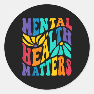Groovy Mental Health S Human Brain Illness Awarene Classic Round Sticker