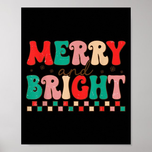 Groovy Merry And Bright Christmas Matching Family  Poster (Front)