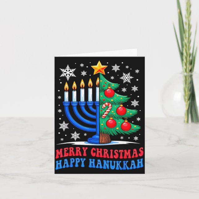 Groovy Merry Chrismukkah Happy Christmas Hanukkah  Card (Front)