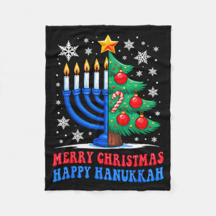 Groovy Merry Chrismukkah Happy Christmas Hanukkah  Fleece Blanket