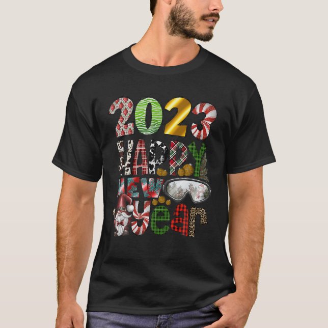 Groovy Merry Christmas, 2023 Happy New Year Family T-Shirt (Front)