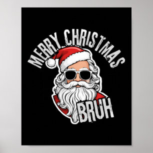 Groovy Merry Christmas Santa Bruh Chequered Retro  Poster