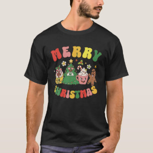 Groovy Merry Christmas Tree Cakes Gingerbread Hot  T-Shirt