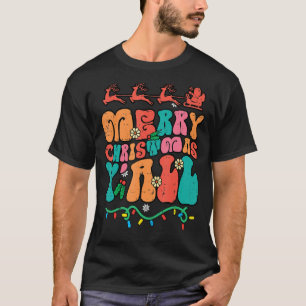 Groovy Merry Christmas Yall Retro Xmas Family Men  T-Shirt
