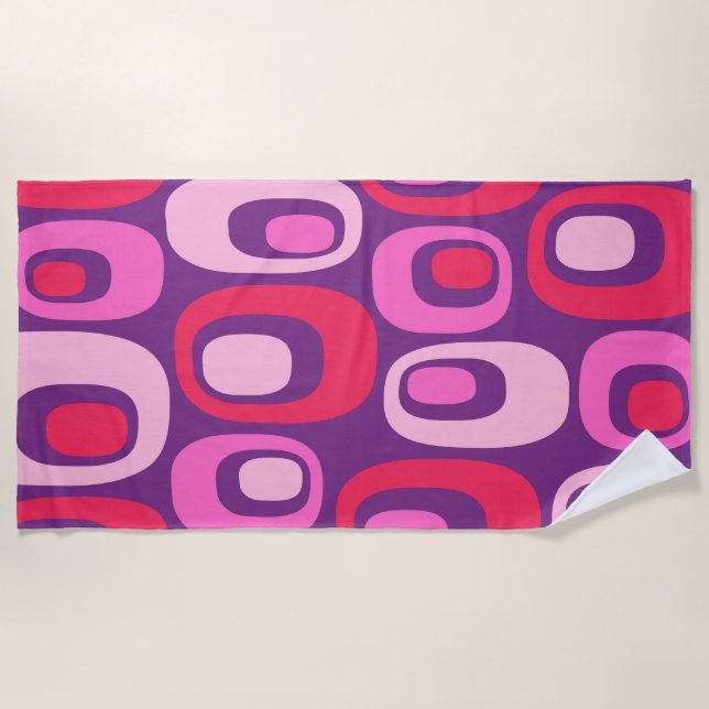 Groovy Mid-Century Modern Abstract Pattern Beach Towel (Front)