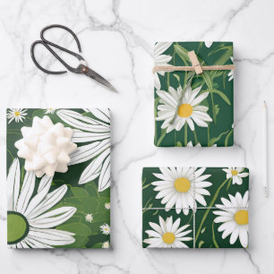 Groovy Mid Century Modern Daisy Floral  Wrapping Paper Sheet