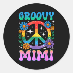 Groovy Mimi Floral Hipe Funny Mother's Day Mom Wom Classic Round Sticker