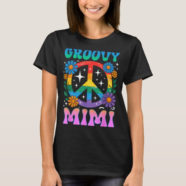 Groovy Mimi Floral Hipe Funny Mother's Day Mom Wom T-Shirt (Front)