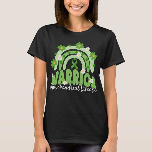 groovy mitochondrial disease warrior rainbow flowe T-Shirt (Front)