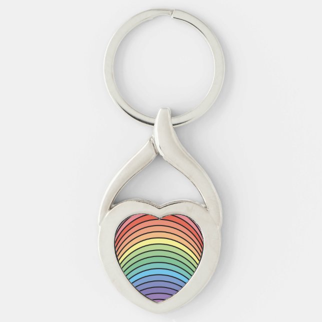 Groovy Mod Colourful Funky Retro Abstract Rainbow Key Ring (Front)