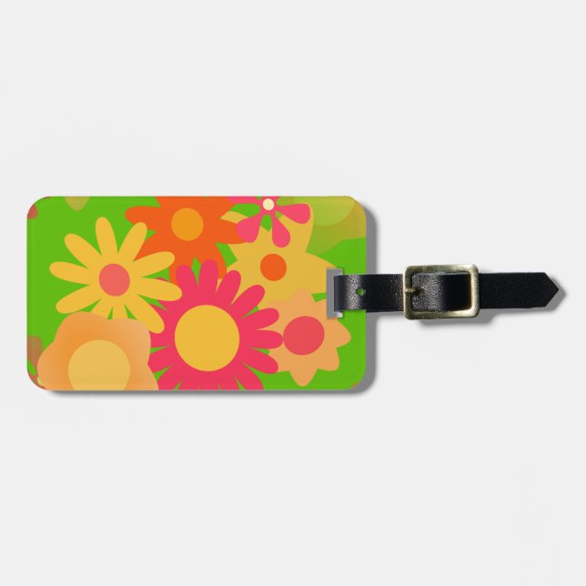groovy mod floral luggage tag (Front Horizontal)