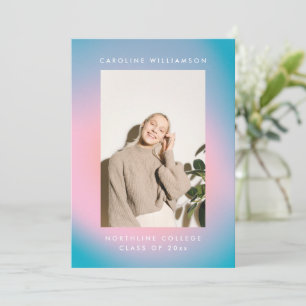 Groovy Mod Pastel Retro Custom Photo Graduation Announcement