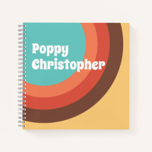Groovy Modern Retro Bold Curves Personalised Notebook