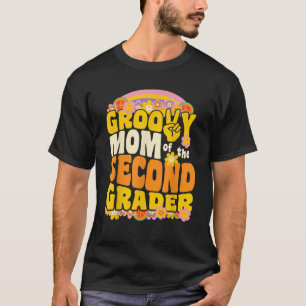 Groovy Mom of the Second Grader Retro Wavy 70s Vin T-Shirt