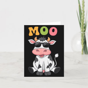 Groovy Moo Cow - Funny Farmer Cow Men Women Kids B Card