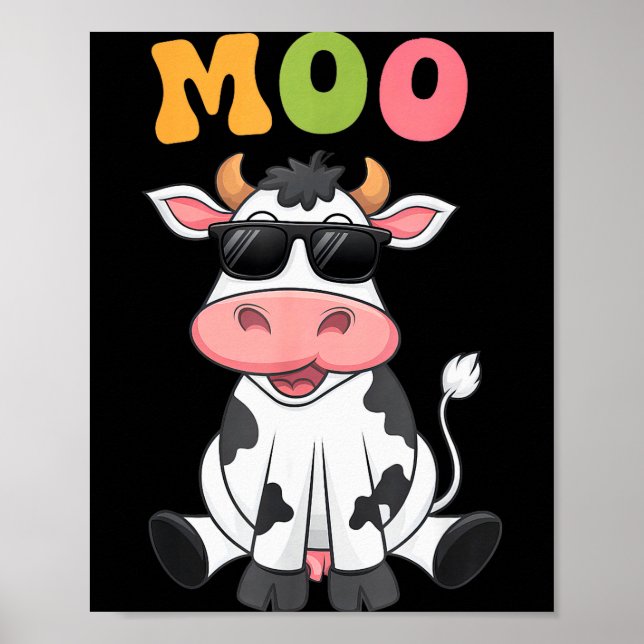 Groovy Moo Cow - Funny Farmer Cow Men Women Kids B Poster (Front)