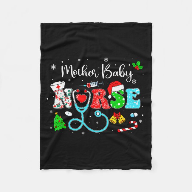 Groovy Mother Baby Nurse Christmas Matching Xmas N Fleece Blanket (Front)