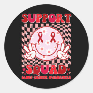 Groovy Motivational Support Squad Blood Cancer Awa Classic Round Sticker