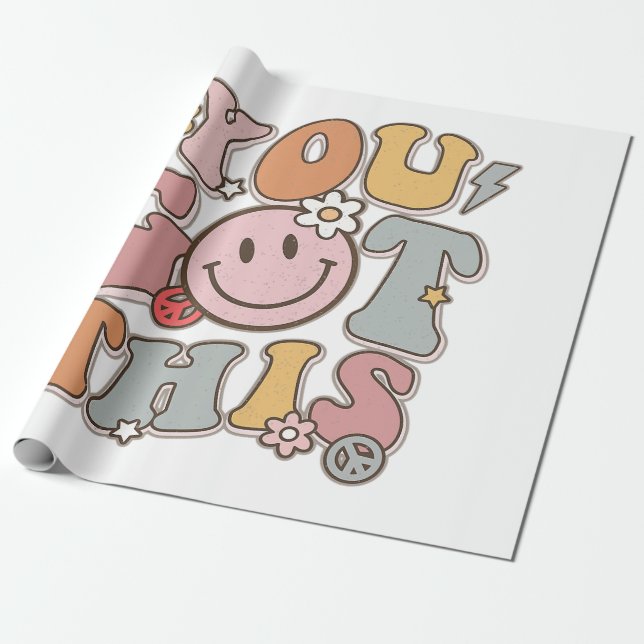Groovy Motivational Testing Day Teacher Student Yo Wrapping Paper (Unrolled)