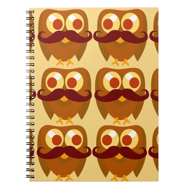 Groovy Moustache Owls Notebook (Front)