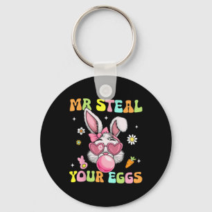 Groovy Mr Steal Eggs Easter Days Bunny Hunting Res Key Ring