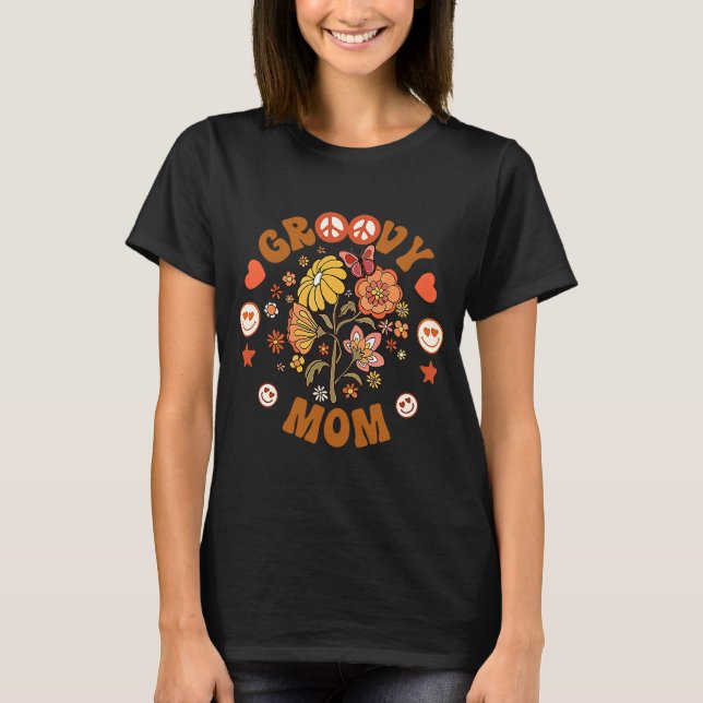 Groovy Mum Matching Family Baby Shower Retro Peace T-Shirt (Front)