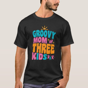 Groovy Mum of Three Kids Retro Back To School Moth T-Shirt