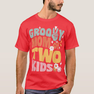 Groovy Mum of Two Kids Retro Back To School Mother T-Shirt