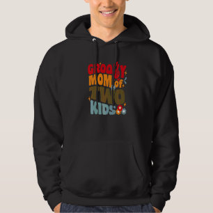 Groovy Mum Of Two Kids Retro Wavy 70s Vintage Moth Hoodie