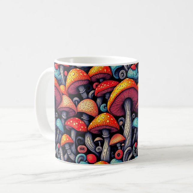 Groovy Mushroom Magic Retro Mug (Front Left)