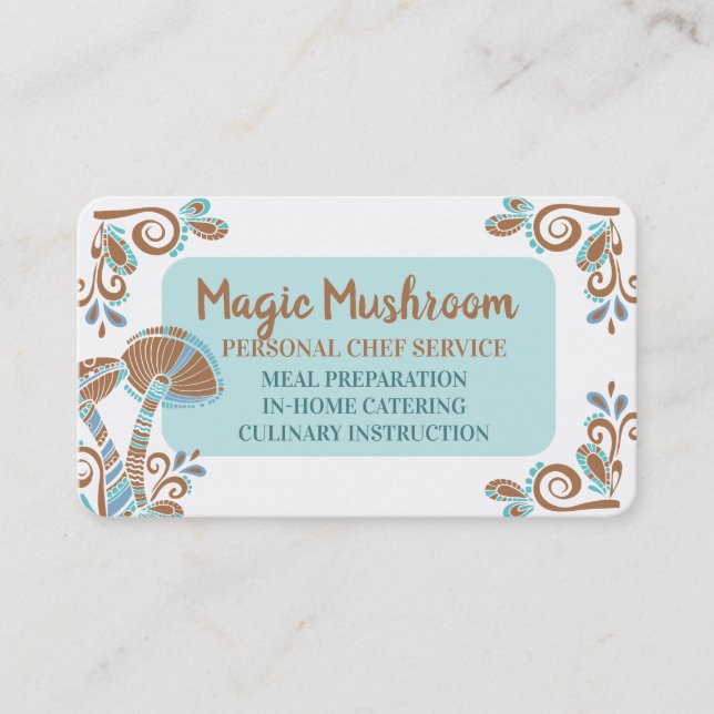 Groovy mushrooms chef catering culinary business card (Front)