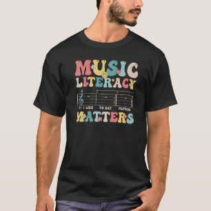Groovy Music Literacy Matters I Like to Eat Puppie T-Shirt