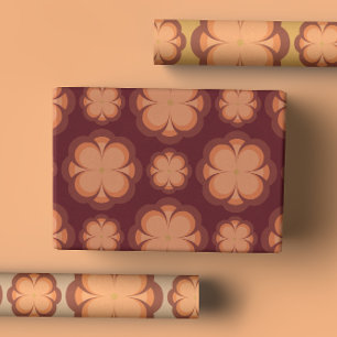 Groovy Muted 70s Style Daisy Floral Wrapping Paper Sheet