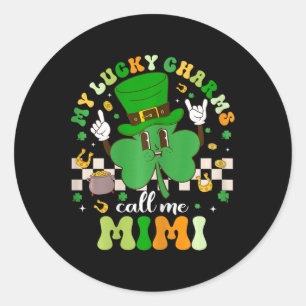 Groovy My Lucky Charms Call Me Mimi St Patricks Da Classic Round Sticker