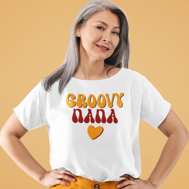 Groovy Nana Retro Typography Heart T-Shirt (Creator Uploaded)