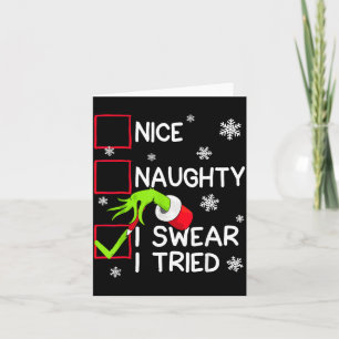 Groovy Naughty I Swear I Tried Christmas Xmas Men Card