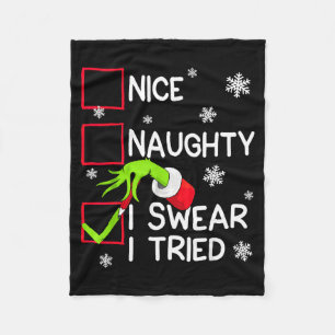 Groovy Naughty I Swear I Tried Christmas Xmas Men Fleece Blanket