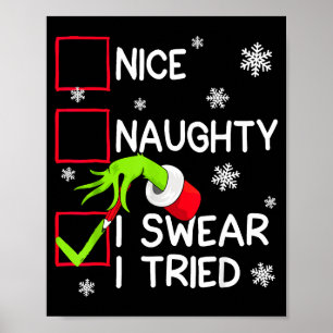 Groovy Naughty I Swear I Tried Christmas Xmas Men Poster