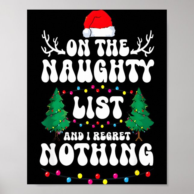 Groovy Naughty List Christmas Xmas Santa Mens Wome Poster (Front)