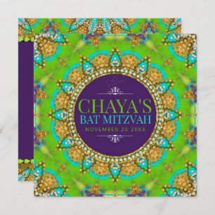 Groovy Neon Glamour Bat Mitzvah Invitation