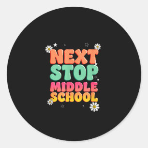 Groovy next stop middle school retro graduation classic round sticker