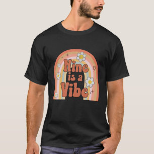 Groovy Nine Is A Vibe Rainbow Birthday Kids Boys G T-Shirt
