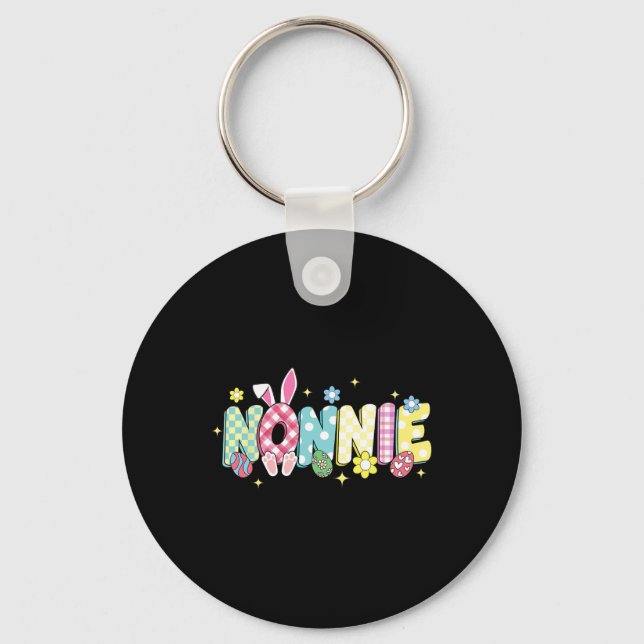 Groovy Nonnie Easter Eggs Flower Bunny Ear Easter  Key Ring (Front)