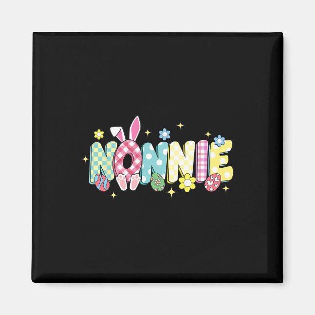 Groovy Nonnie Easter Eggs Flower Bunny Ear Easter  Magnet (Front)
