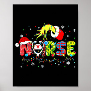 Groovy Nurse Christmas Xmas Santa Rn Cna Icu Scurb Poster