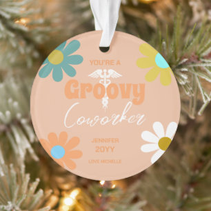 Groovy Nurse Coworker Fun Personalized Christmas Ornament