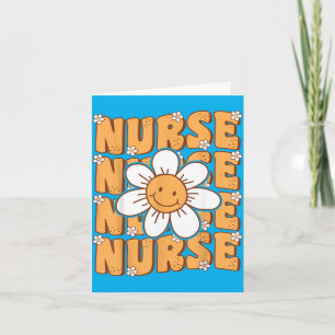 Groovy Nurse Cute Daisy Flower Retro School Nurse Card