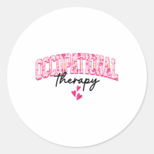 Groovy Occupational Therapy Pink Heart Happy Valen Classic Round Sticker