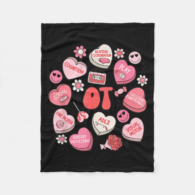 Groovy Occupational Therapy Valentine Ot Conversat Fleece Blanket (Front)