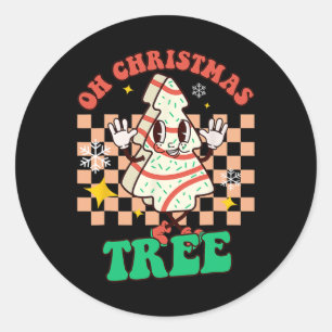Groovy Oh Christmas Tree Cakes Debbie Becky Jen Ca Classic Round Sticker